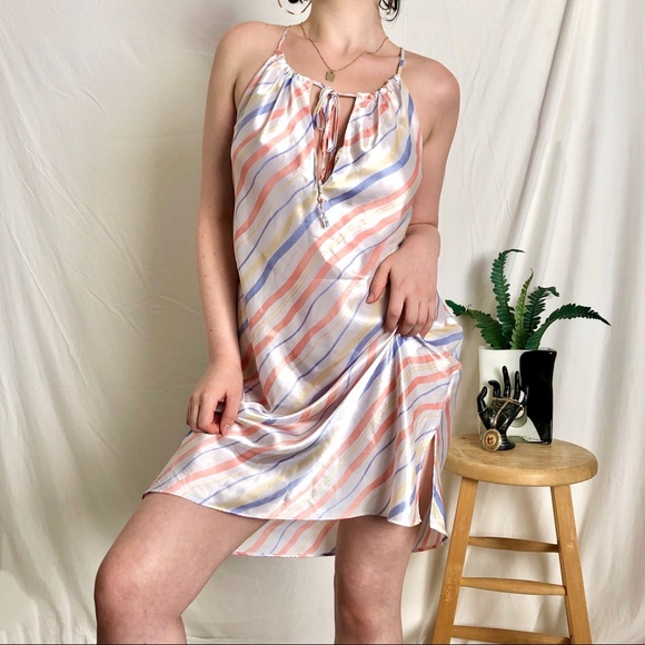 SOLD | Striped satin slip with keyhole neckline - Picture 2 of 5